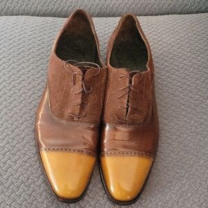 VellaPais Men's Dark/Light Brown Leather/Suede Oxford Shoes SZ 10 Style 4114